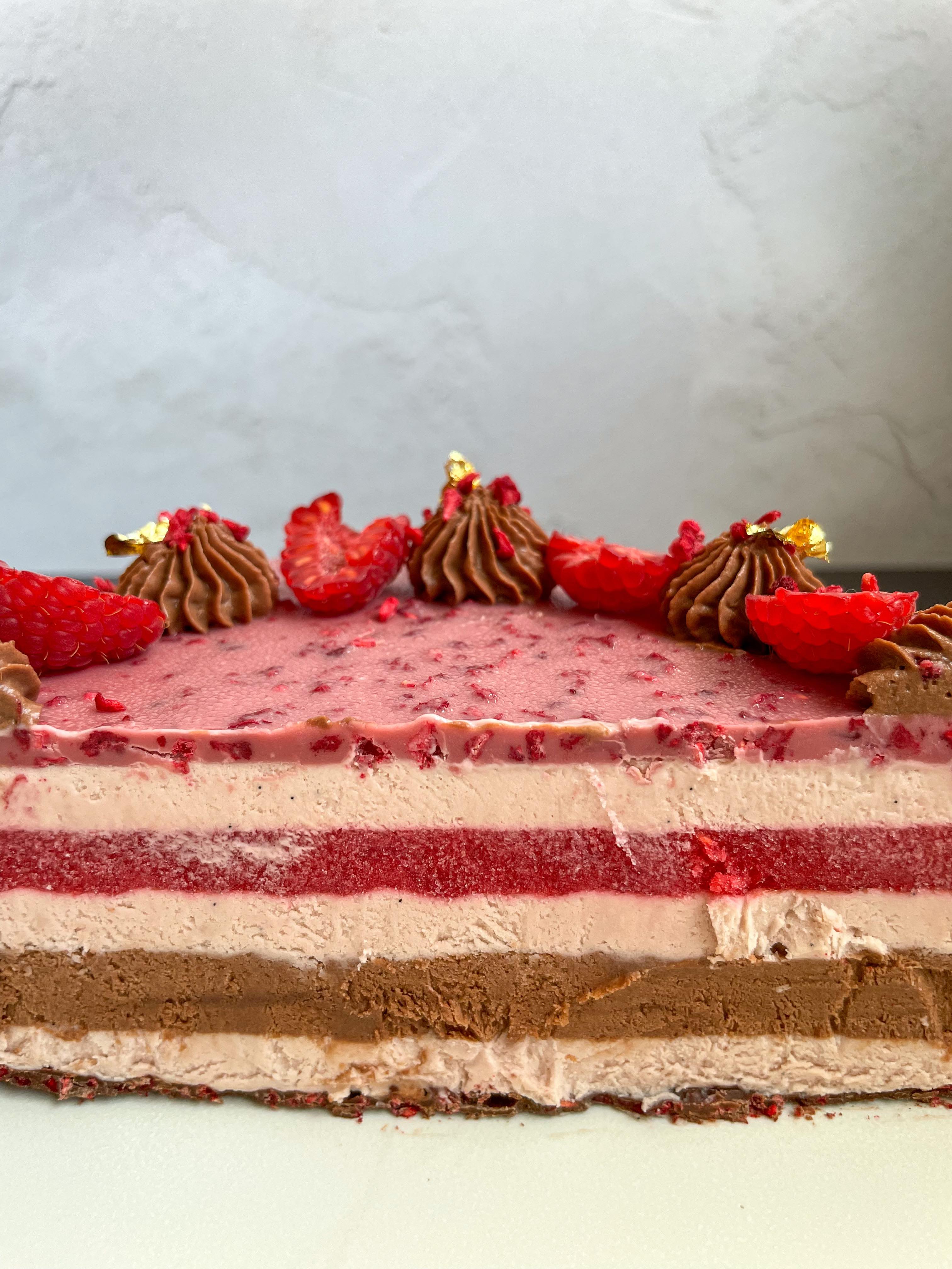 Picture of a delicious raspberry and chocolate cake